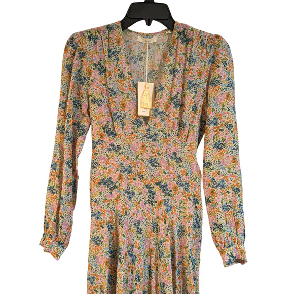 Doen Charleston Cream Ladybird Floral V Neck Midi Dress Small - Picture 3 of 9